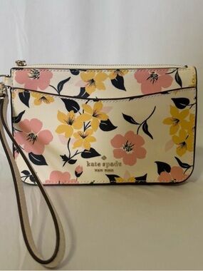 kate spade Floral Zip Wristlet in Cream, Pink & Yellow